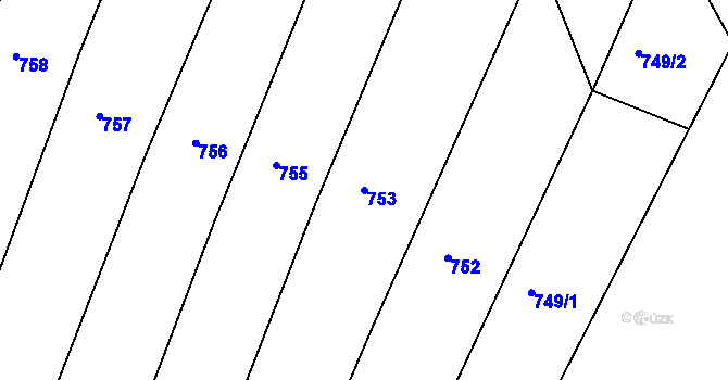 Parcela st. 753 v KÚ Leskovec u Vítkova, Katastrální mapa