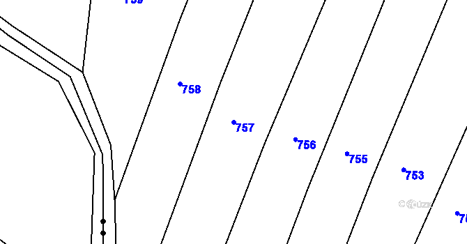 Parcela st. 757 v KÚ Leskovec u Vítkova, Katastrální mapa