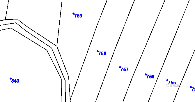 Parcela st. 758 v KÚ Leskovec u Vítkova, Katastrální mapa