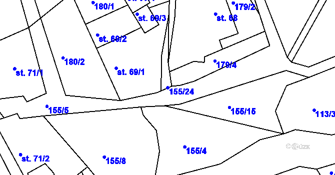 Parcela st. 155/24 v KÚ Leskovec u Vítkova, Katastrální mapa