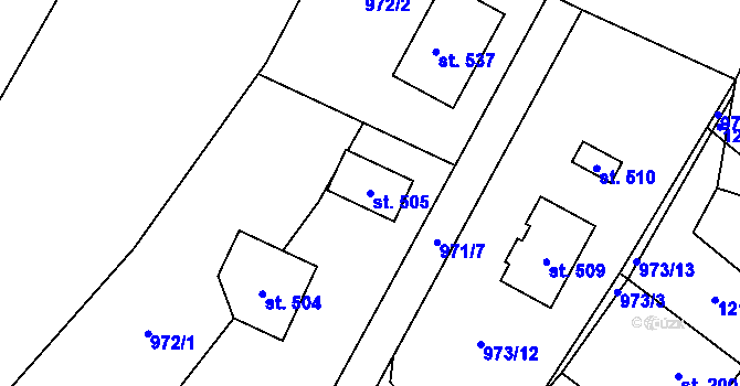 Parcela st. 505 v KÚ Leskovec, Katastrální mapa