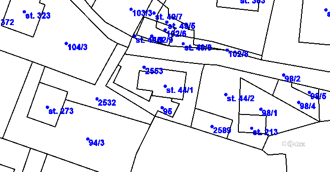 Parcela st. 44/1 v KÚ Leskovec, Katastrální mapa