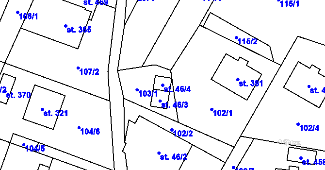 Parcela st. 46/4 v KÚ Leskovec, Katastrální mapa
