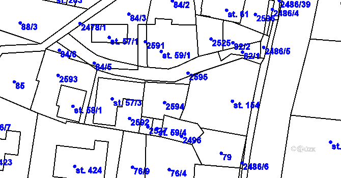 Parcela st. 59/2 v KÚ Leskovec, Katastrální mapa