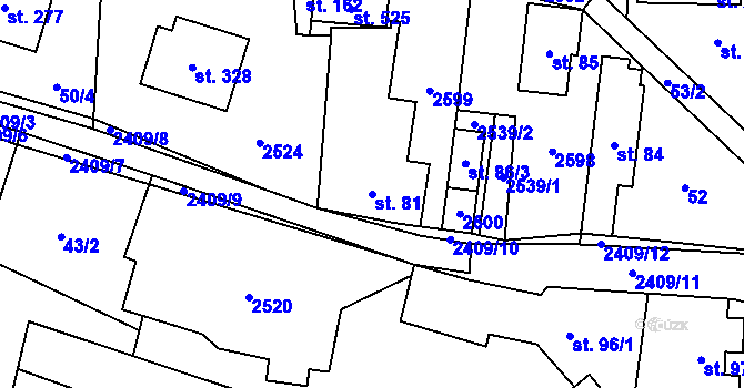 Parcela st. 81 v KÚ Leskovec, Katastrální mapa