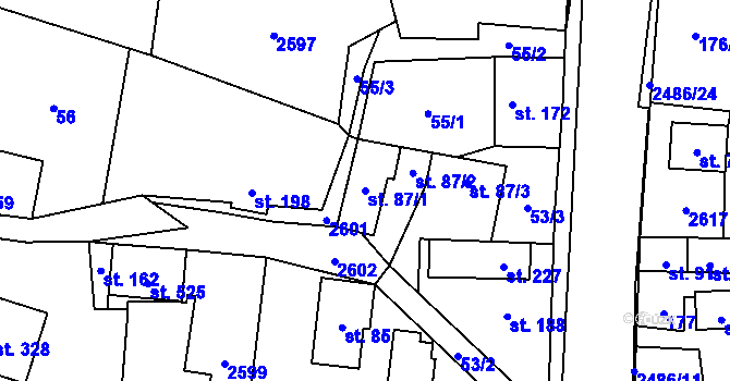 Parcela st. 87/1 v KÚ Leskovec, Katastrální mapa