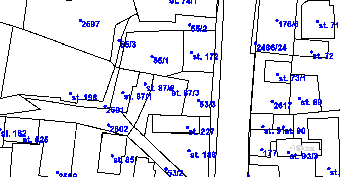 Parcela st. 87/3 v KÚ Leskovec, Katastrální mapa