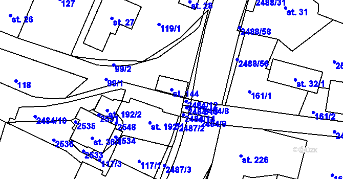 Parcela st. 144 v KÚ Leskovec, Katastrální mapa