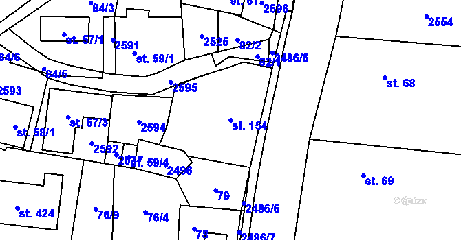 Parcela st. 154 v KÚ Leskovec, Katastrální mapa