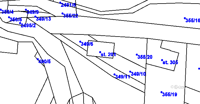 Parcela st. 201 v KÚ Leskovec, Katastrální mapa