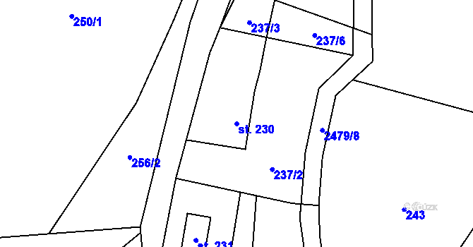 Parcela st. 230 v KÚ Leskovec, Katastrální mapa
