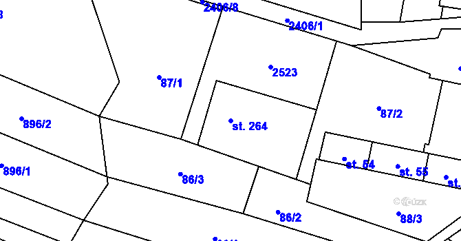 Parcela st. 264 v KÚ Leskovec, Katastrální mapa