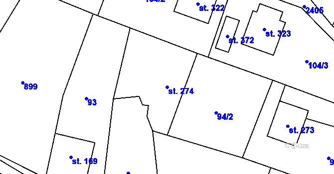 Parcela st. 274 v KÚ Leskovec, Katastrální mapa