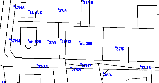 Parcela st. 289 v KÚ Leskovec, Katastrální mapa