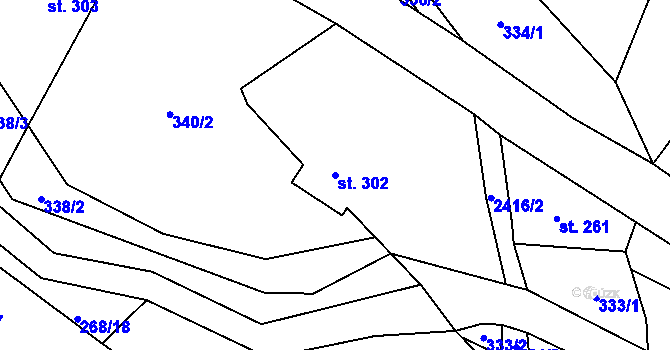 Parcela st. 302 v KÚ Leskovec, Katastrální mapa