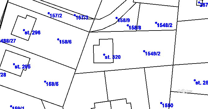 Parcela st. 320 v KÚ Leskovec, Katastrální mapa