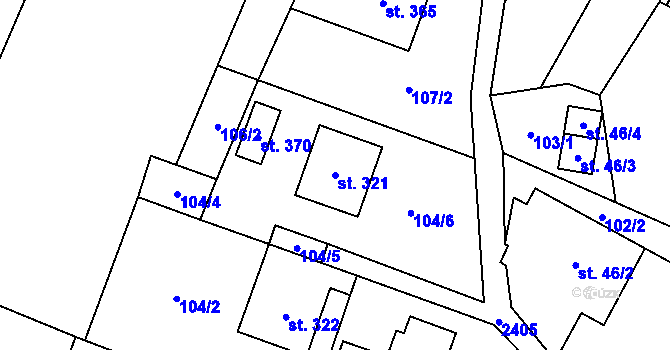 Parcela st. 321 v KÚ Leskovec, Katastrální mapa