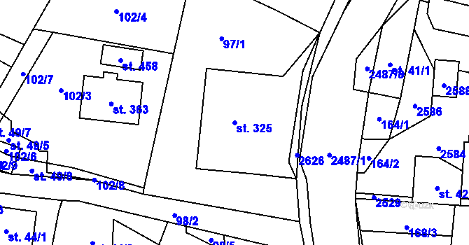 Parcela st. 325 v KÚ Leskovec, Katastrální mapa