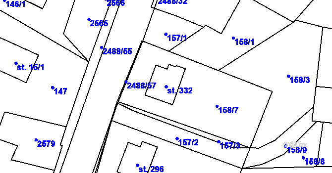 Parcela st. 332 v KÚ Leskovec, Katastrální mapa