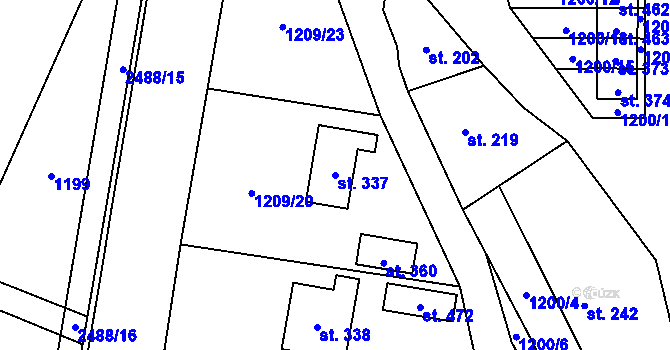 Parcela st. 337 v KÚ Leskovec, Katastrální mapa
