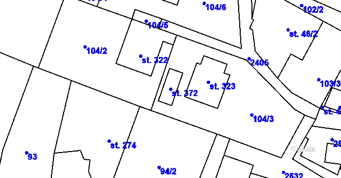 Parcela st. 372 v KÚ Leskovec, Katastrální mapa