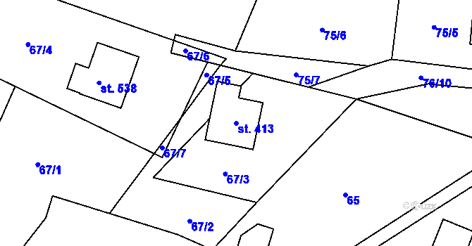 Parcela st. 413 v KÚ Leskovec, Katastrální mapa