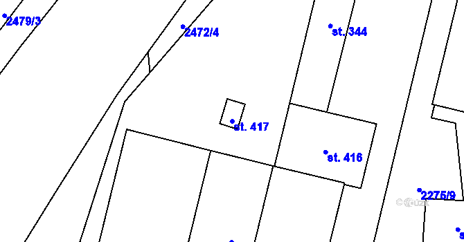 Parcela st. 417 v KÚ Leskovec, Katastrální mapa