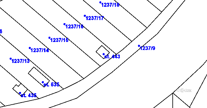 Parcela st. 443 v KÚ Leskovec, Katastrální mapa