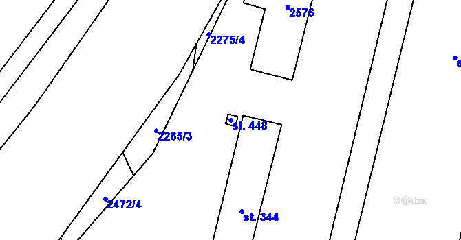 Parcela st. 448 v KÚ Leskovec, Katastrální mapa