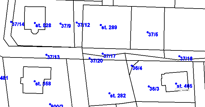 Parcela st. 37/17 v KÚ Leskovec, Katastrální mapa