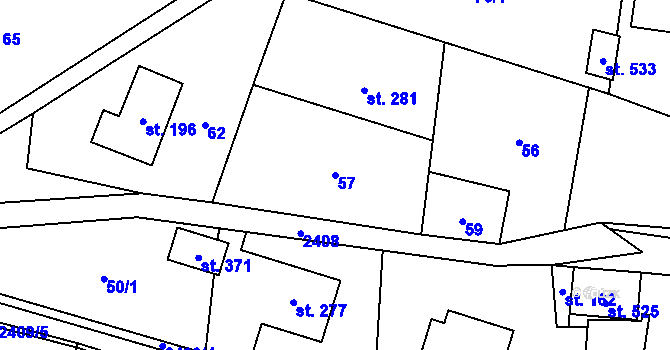 Parcela st. 57 v KÚ Leskovec, Katastrální mapa