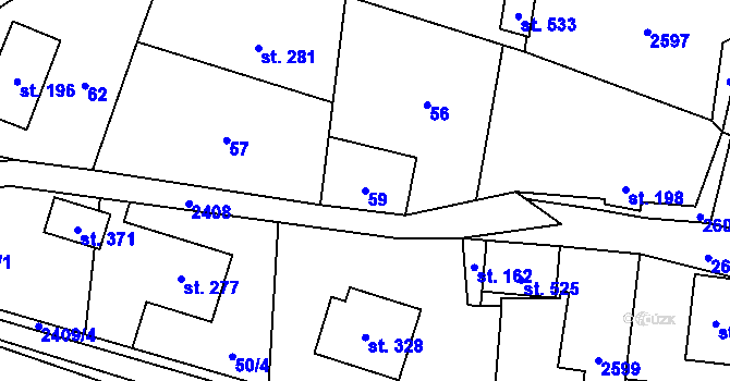 Parcela st. 59 v KÚ Leskovec, Katastrální mapa