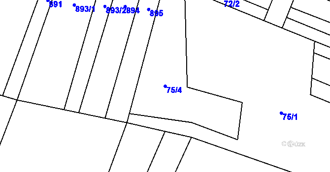 Parcela st. 75/4 v KÚ Leskovec, Katastrální mapa