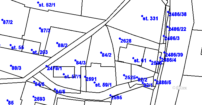 Parcela st. 84/2 v KÚ Leskovec, Katastrální mapa
