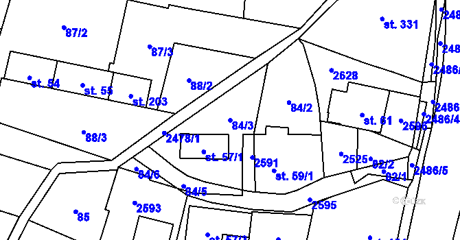 Parcela st. 84/3 v KÚ Leskovec, Katastrální mapa