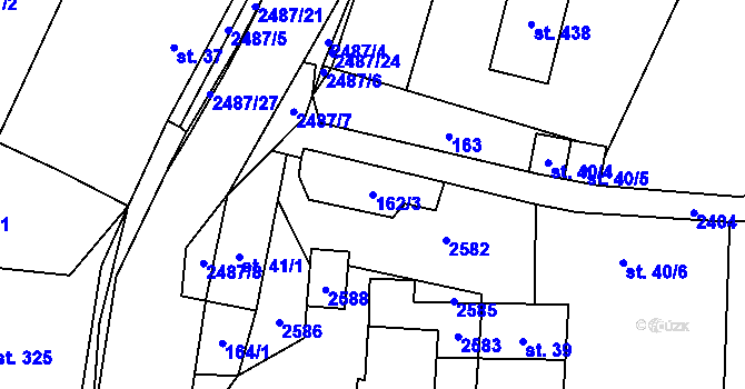 Parcela st. 162/3 v KÚ Leskovec, Katastrální mapa