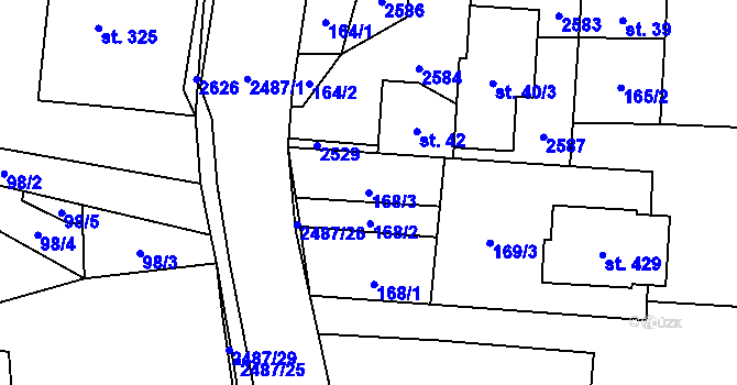 Parcela st. 168/3 v KÚ Leskovec, Katastrální mapa