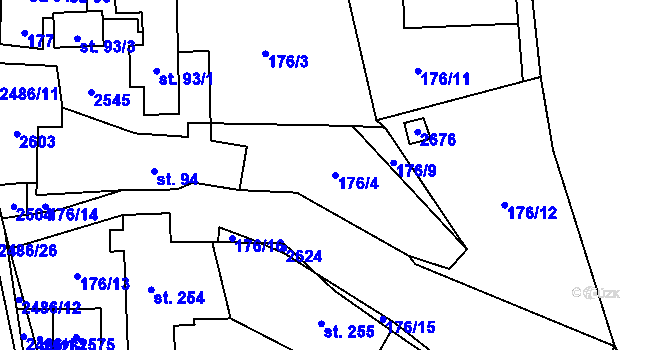 Parcela st. 176/4 v KÚ Leskovec, Katastrální mapa