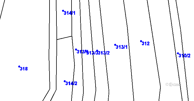 Parcela st. 313/2 v KÚ Leskovec, Katastrální mapa