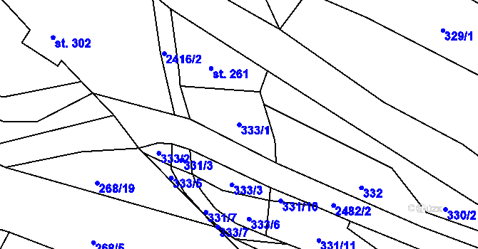Parcela st. 333/1 v KÚ Leskovec, Katastrální mapa
