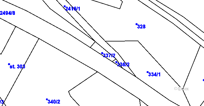 Parcela st. 337/2 v KÚ Leskovec, Katastrální mapa