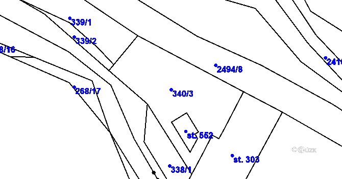 Parcela st. 340/3 v KÚ Leskovec, Katastrální mapa