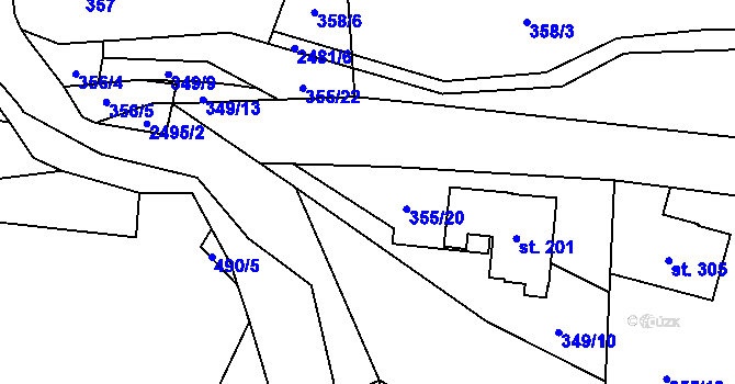 Parcela st. 349/6 v KÚ Leskovec, Katastrální mapa