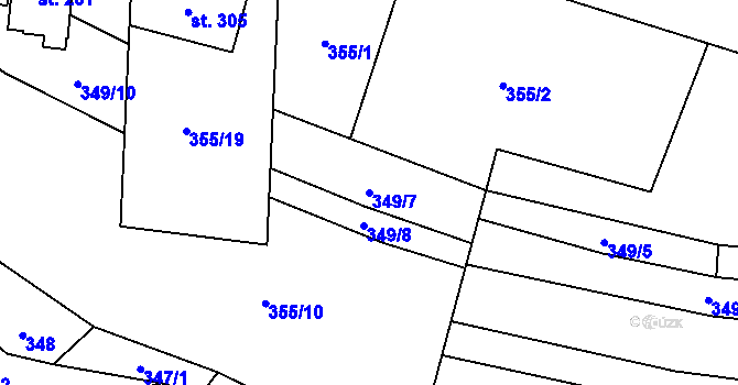Parcela st. 349/7 v KÚ Leskovec, Katastrální mapa