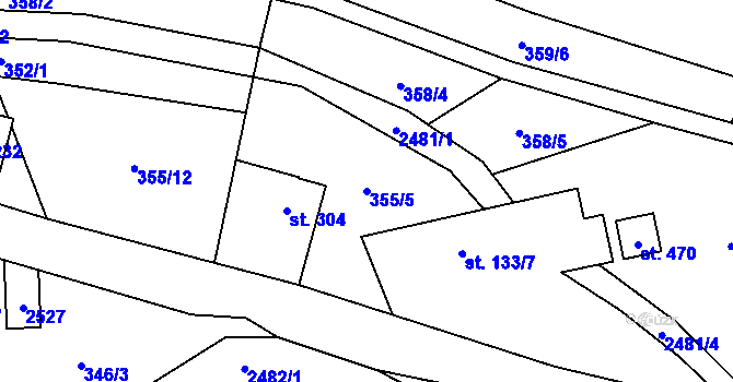 Parcela st. 355/5 v KÚ Leskovec, Katastrální mapa