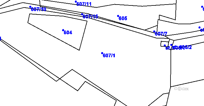 Parcela st. 607/1 v KÚ Leskovec, Katastrální mapa
