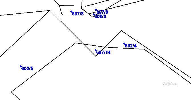 Parcela st. 607/14 v KÚ Leskovec, Katastrální mapa