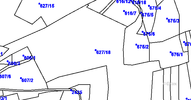 Parcela st. 627/18 v KÚ Leskovec, Katastrální mapa