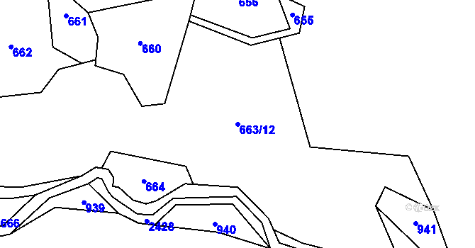 Parcela st. 663/12 v KÚ Leskovec, Katastrální mapa