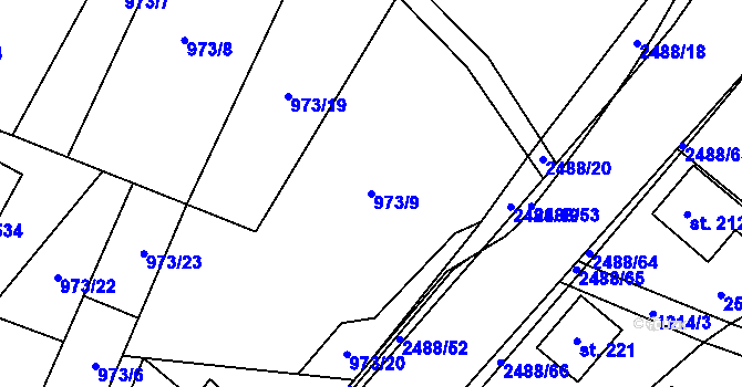Parcela st. 973/9 v KÚ Leskovec, Katastrální mapa